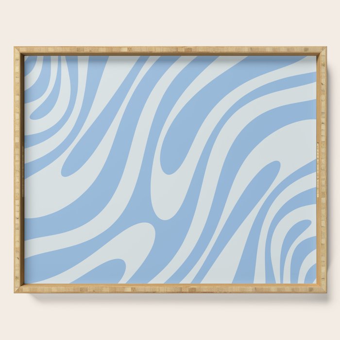 Wavy Loops Retro Abstract Pattern in Powder Blue Tones Serving Tray Gallery Image 1
