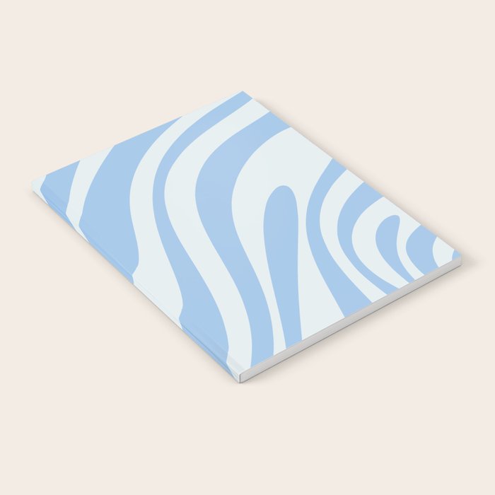 Wavy Loops Retro Abstract Pattern in Powder Blue Tones Notebook Gallery Image 2