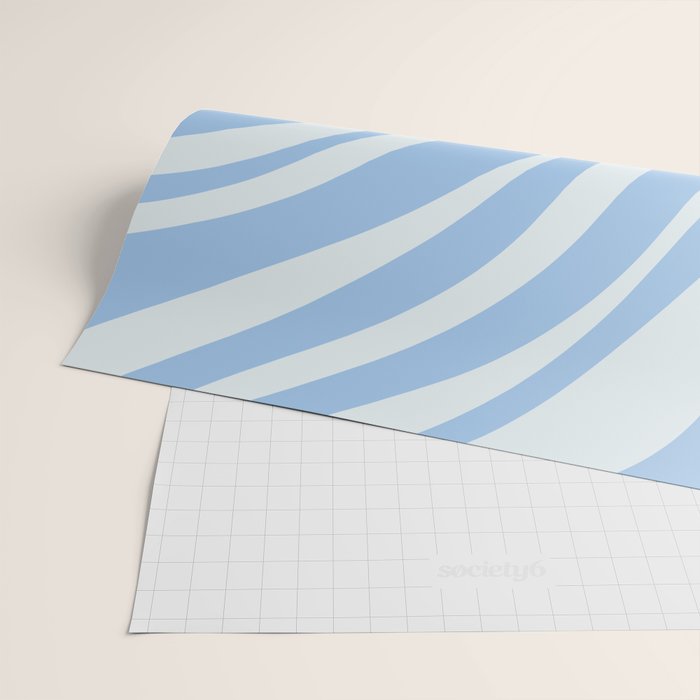 Wavy Loops Retro Abstract Pattern in Powder Blue Tones Wrapping Paper Gallery Image 2