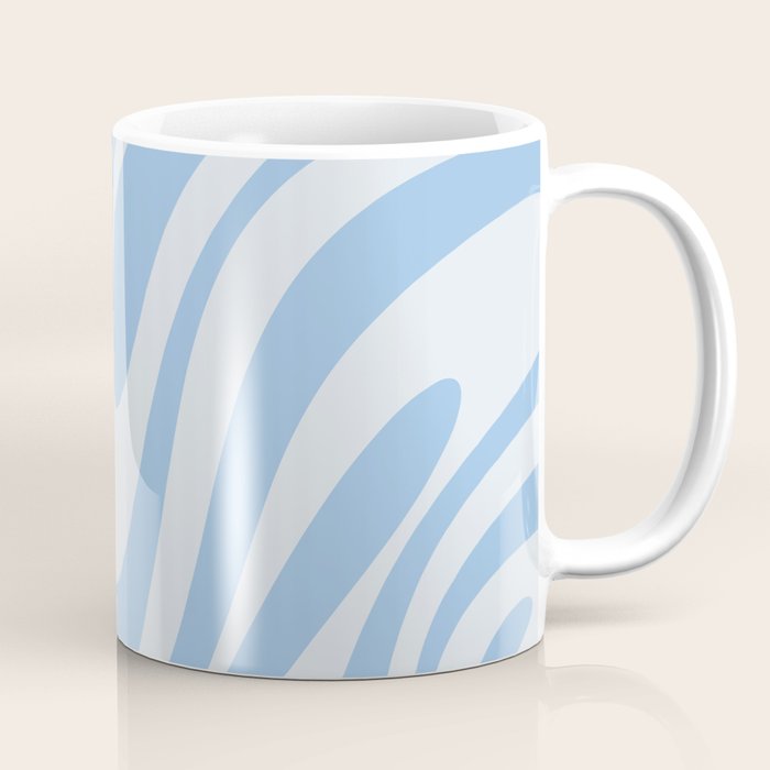 Wavy Loops Retro Abstract Pattern in Powder Blue Tones Coffee Mug Gallery Image 1