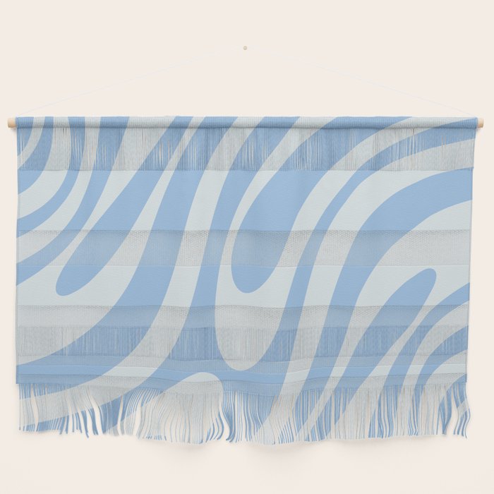 Wavy Loops Retro Abstract Pattern in Powder Blue Tones Wall Hanging Gallery Image 1