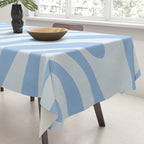 Wavy Loops Retro Abstract Pattern in Powder Blue Tones Tablecloth Gallery Image 3