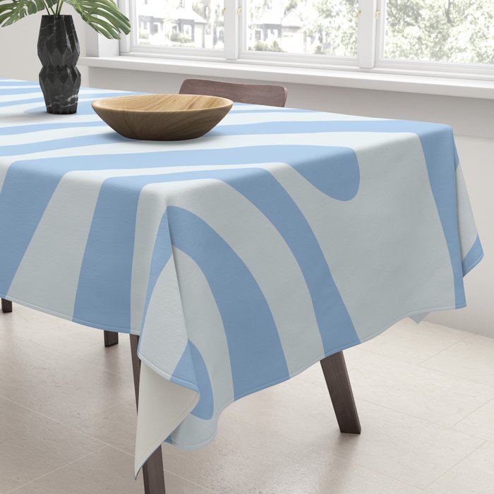 Wavy Loops Retro Abstract Pattern in Powder Blue Tones Tablecloth Gallery Image 3