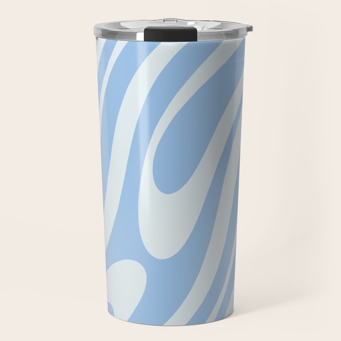 Wavy Loops Retro Abstract Pattern in Powder Blue Tones Travel Mug Gallery Image 1
