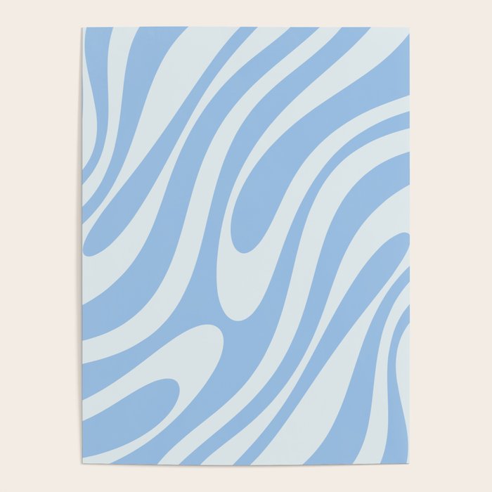 Wavy Loops Retro Abstract Pattern in Powder Blue Tones Poster Gallery Image 1