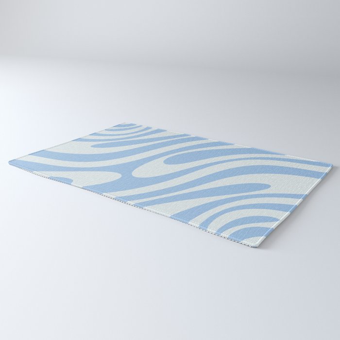 Wavy Loops Retro Abstract Pattern in Powder Blue Tones Rug Gallery Image 3