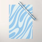 Wavy Loops Retro Abstract Pattern in Powder Blue Tones Wrapping Paper Gallery Image 1