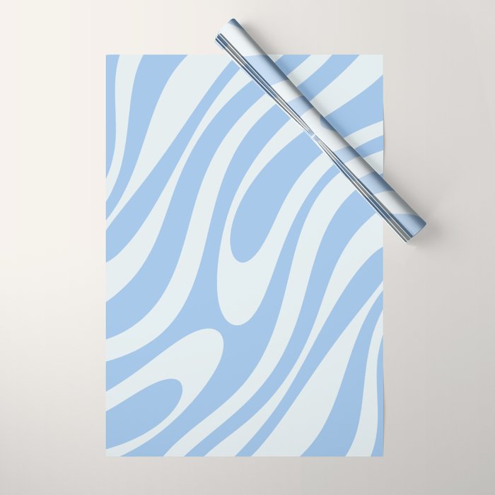 Wavy Loops Retro Abstract Pattern in Powder Blue Tones Wrapping Paper Gallery Image 1
