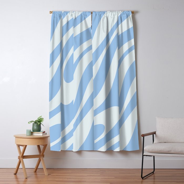 Wavy Loops Retro Abstract Pattern in Powder Blue Tones Window Curtain Gallery Image 1