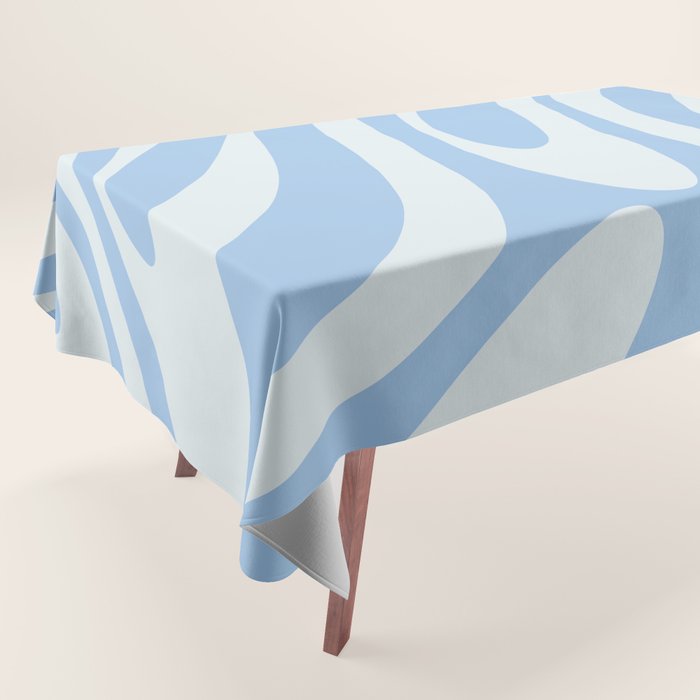 Wavy Loops Retro Abstract Pattern in Powder Blue Tones Tablecloth Gallery Image 1