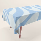 Wavy Loops Retro Abstract Pattern in Powder Blue Tones Tablecloth Gallery Image 1