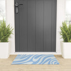 Wavy Loops Retro Abstract Pattern in Powder Blue Tones Welcome Mat Gallery Image 3