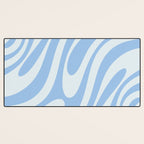 Wavy Loops Retro Abstract Pattern in Powder Blue Tones Desk Mat Gallery Image 3