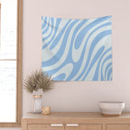 Wavy Loops Retro Abstract Pattern in Powder Blue Tones Wall Tapestry Gallery Image 2
