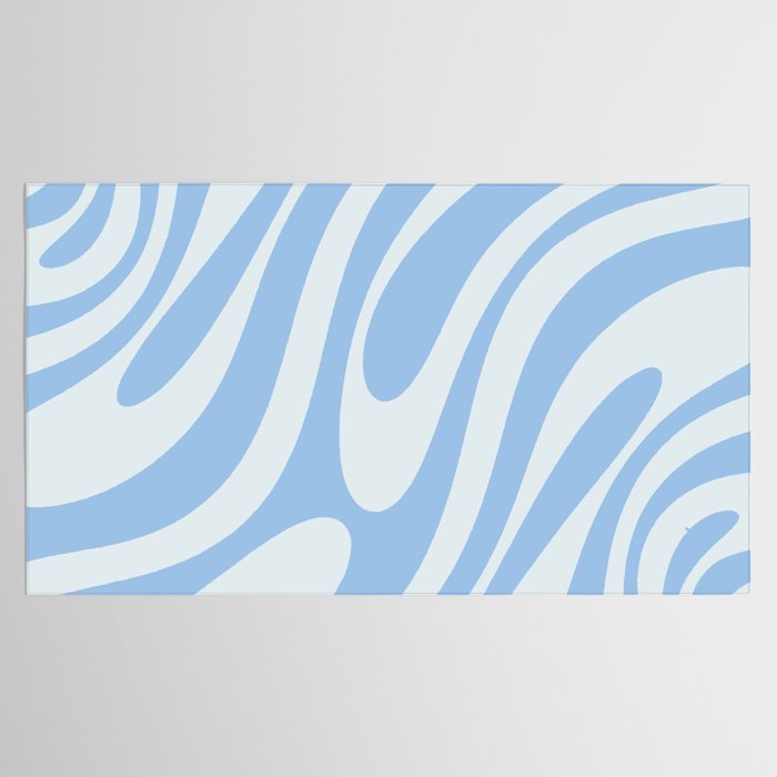 Wavy Loops Retro Abstract Pattern in Powder Blue Tones Tablecloth Gallery Image 2