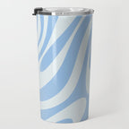 Wavy Loops Retro Abstract Pattern in Powder Blue Tones Travel Mug Gallery Image 3