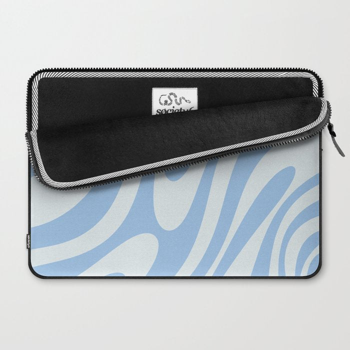 Wavy Loops Retro Abstract Pattern in Powder Blue Tones Laptop Sleeve Gallery Image 2