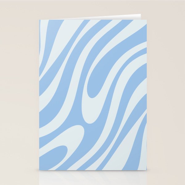 Wavy Loops Retro Abstract Pattern in Powder Blue Tones Stationery Card Gallery Image 2