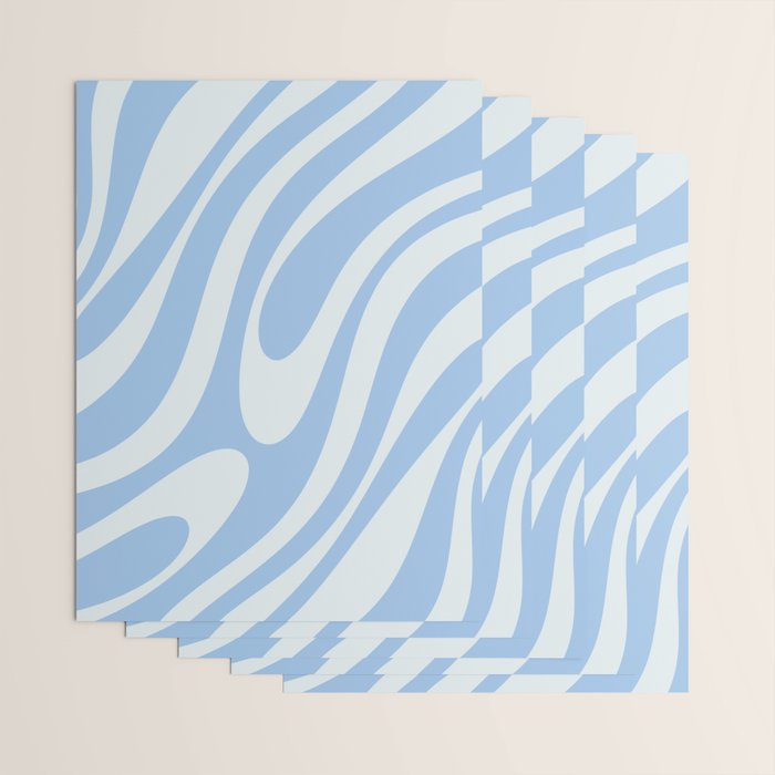 Wavy Loops Retro Abstract Pattern in Powder Blue Tones Wrapping Paper Gallery Image 3