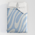 Wavy Loops Retro Abstract Pattern in Powder Blue Tones Duvet Cover Gallery Image 6