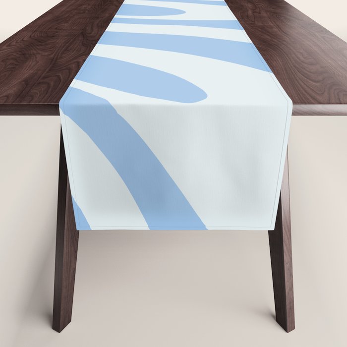 Wavy Loops Retro Abstract Pattern in Powder Blue Tones Table Runner Gallery Image 1