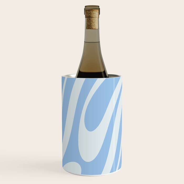 Wavy Loops Retro Abstract Pattern in Powder Blue Tones Wine Chiller Gallery Image 1