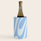 Wavy Loops Retro Abstract Pattern in Powder Blue Tones Wine Chiller Gallery Image 1
