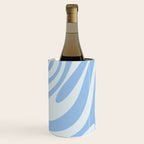 Wavy Loops Retro Abstract Pattern in Powder Blue Tones Wine Chiller Gallery Image 2