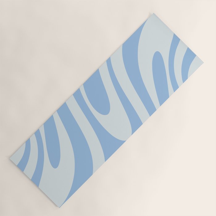 Wavy Loops Retro Abstract Pattern in Powder Blue Tones Yoga Mat Gallery Image 1