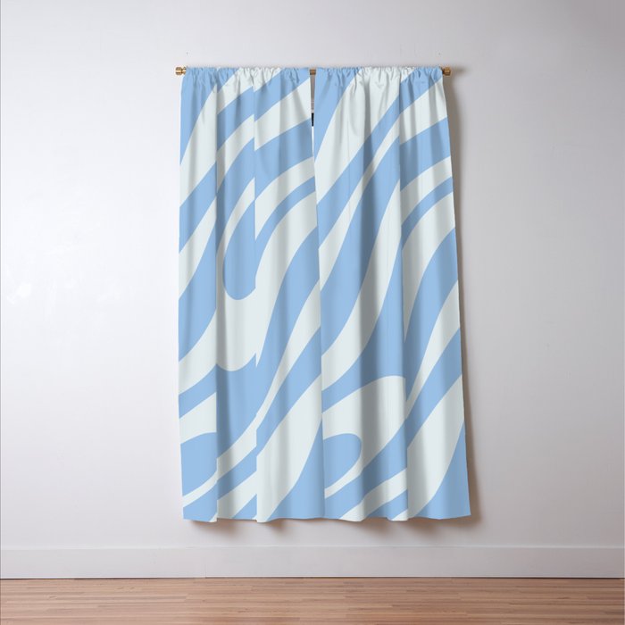 Wavy Loops Retro Abstract Pattern in Powder Blue Tones Window Curtain Gallery Image 3
