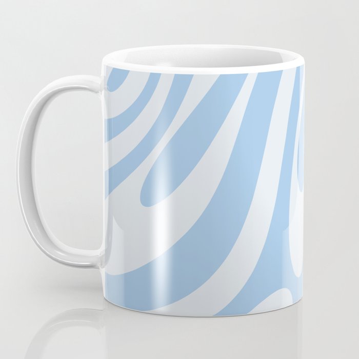 Wavy Loops Retro Abstract Pattern in Powder Blue Tones Coffee Mug Gallery Image 3
