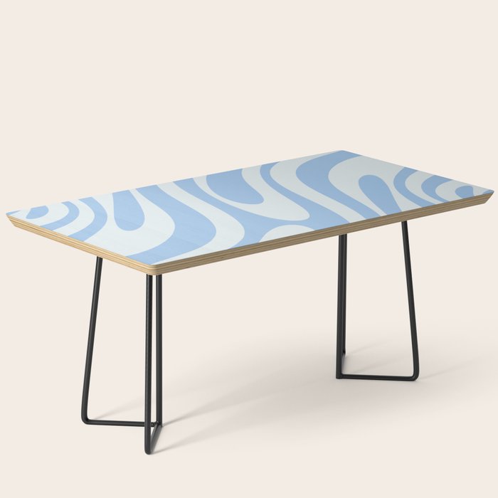 Wavy Loops Retro Abstract Pattern in Powder Blue Tones Coffee Table Gallery Image 1