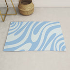 Wavy Loops Retro Abstract Pattern in Powder Blue Tones Rug Gallery Image 1