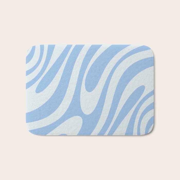 Wavy Loops Retro Abstract Pattern in Powder Blue Tones Bath Mat Gallery Image 1