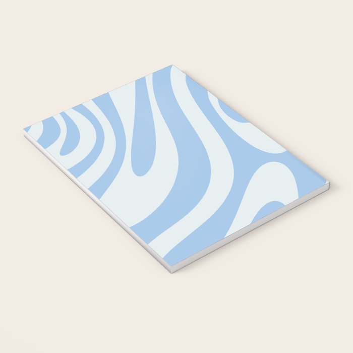 Wavy Loops Retro Abstract Pattern in Powder Blue Tones Notebook Gallery Image 3
