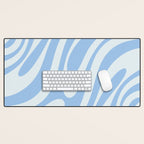 Wavy Loops Retro Abstract Pattern in Powder Blue Tones Desk Mat Gallery Image 1