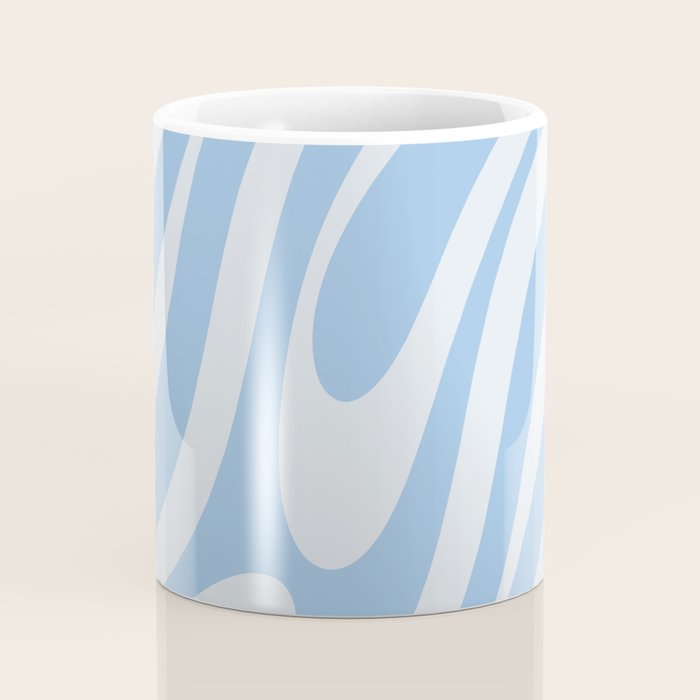 Wavy Loops Retro Abstract Pattern in Powder Blue Tones Coffee Mug Gallery Image 4