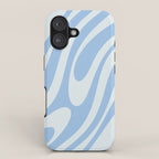 Wavy Loops Retro Abstract Pattern in Powder Blue Tones iPhone Case Gallery Image 1
