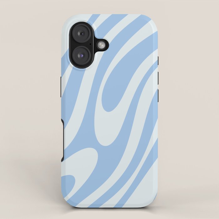 Wavy Loops Retro Abstract Pattern in Powder Blue Tones iPhone Case Gallery Image 1