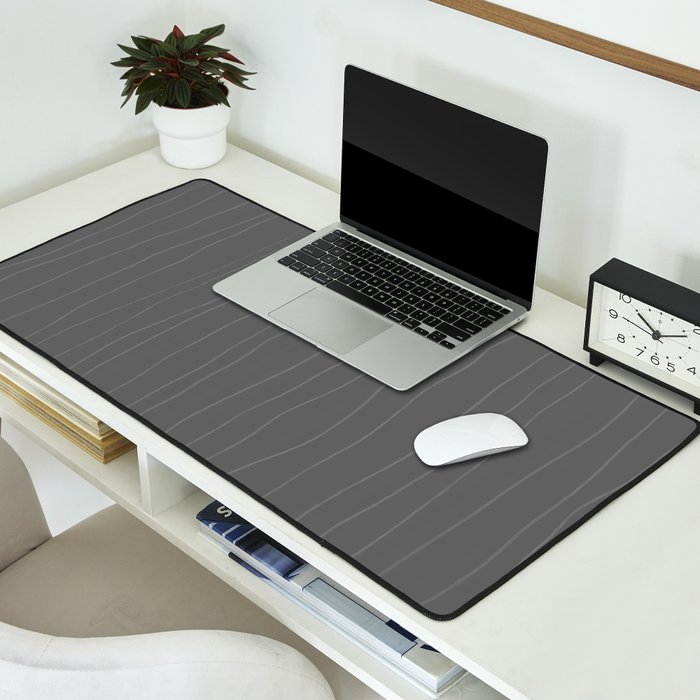 Organic Stripes Minimalist Modern Gray Pattern Desk Mat Gallery Image 2