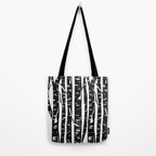 Woodcut Birches Black Tote Bag Gallery Image 2