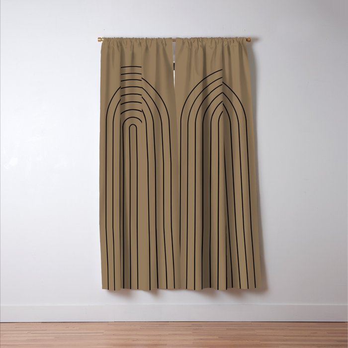 Minimal Arch XLIII Natural Tan Modern Geometric Lines Window Curtain Gallery Image 3
