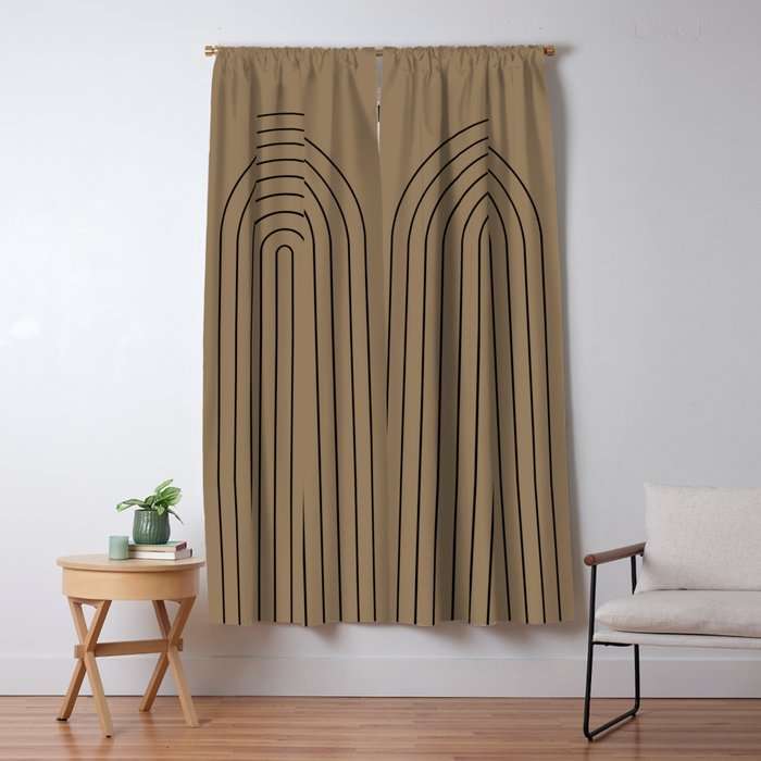 Minimal Arch XLIII Natural Tan Modern Geometric Lines Window Curtain Gallery Image 1