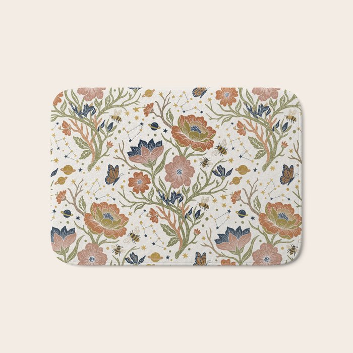 Boho Floral Galaxy Garden Bath Mat Gallery Image 1