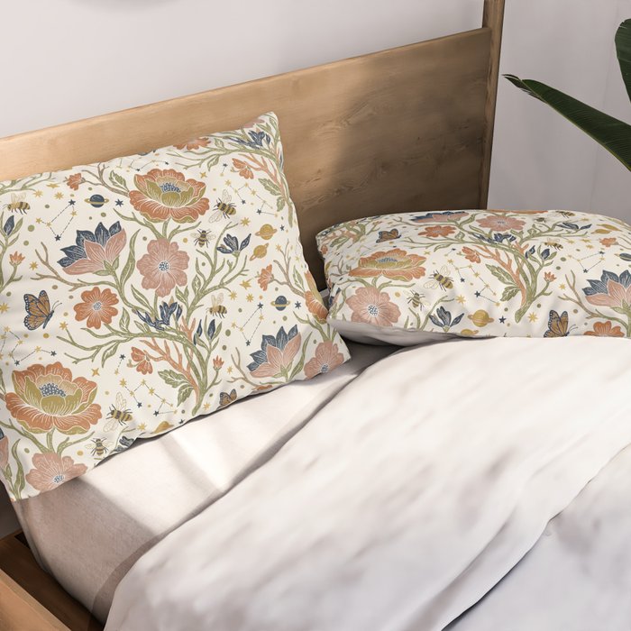 Boho Floral Galaxy Garden Pillow Sham Gallery Image 2