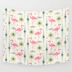 Atomic Flamingo Oasis - Larger Scale ©studioxtine Wall Tapestry Gallery Image 4