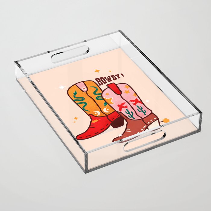 Howdy! Cowboy Boots Acrylic Tray Gallery Image 1
