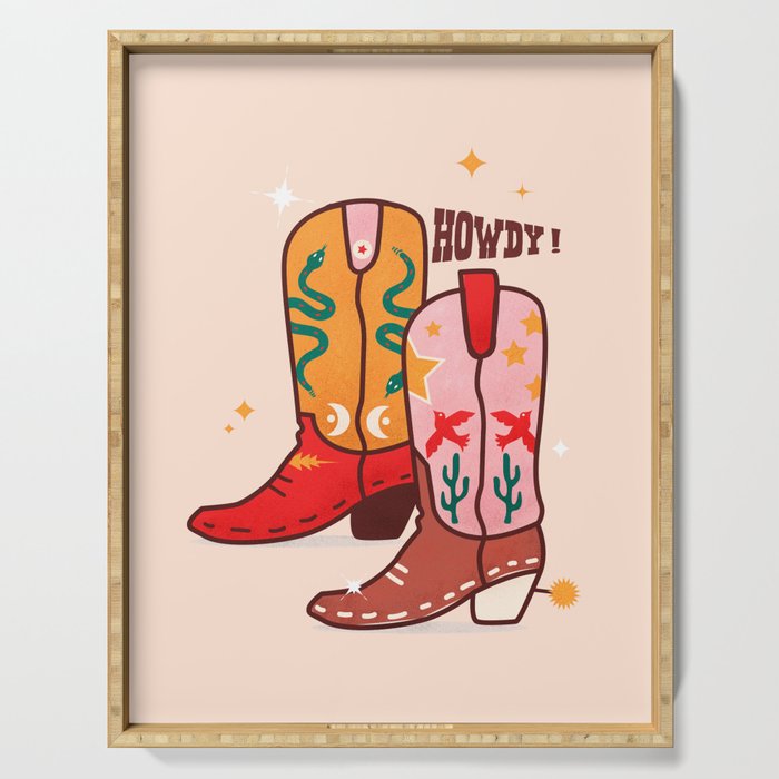 Howdy! Cowboy Boots Serving Tray Gallery Image 1