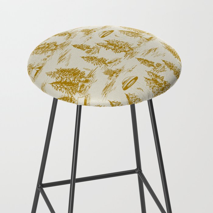 Yellow/Gold Alien Abduction Toile De Jouy Pattern Stool Gallery Image 2