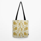 Yellow/Gold Alien Abduction Toile De Jouy Pattern Tote Bag Gallery Image 2